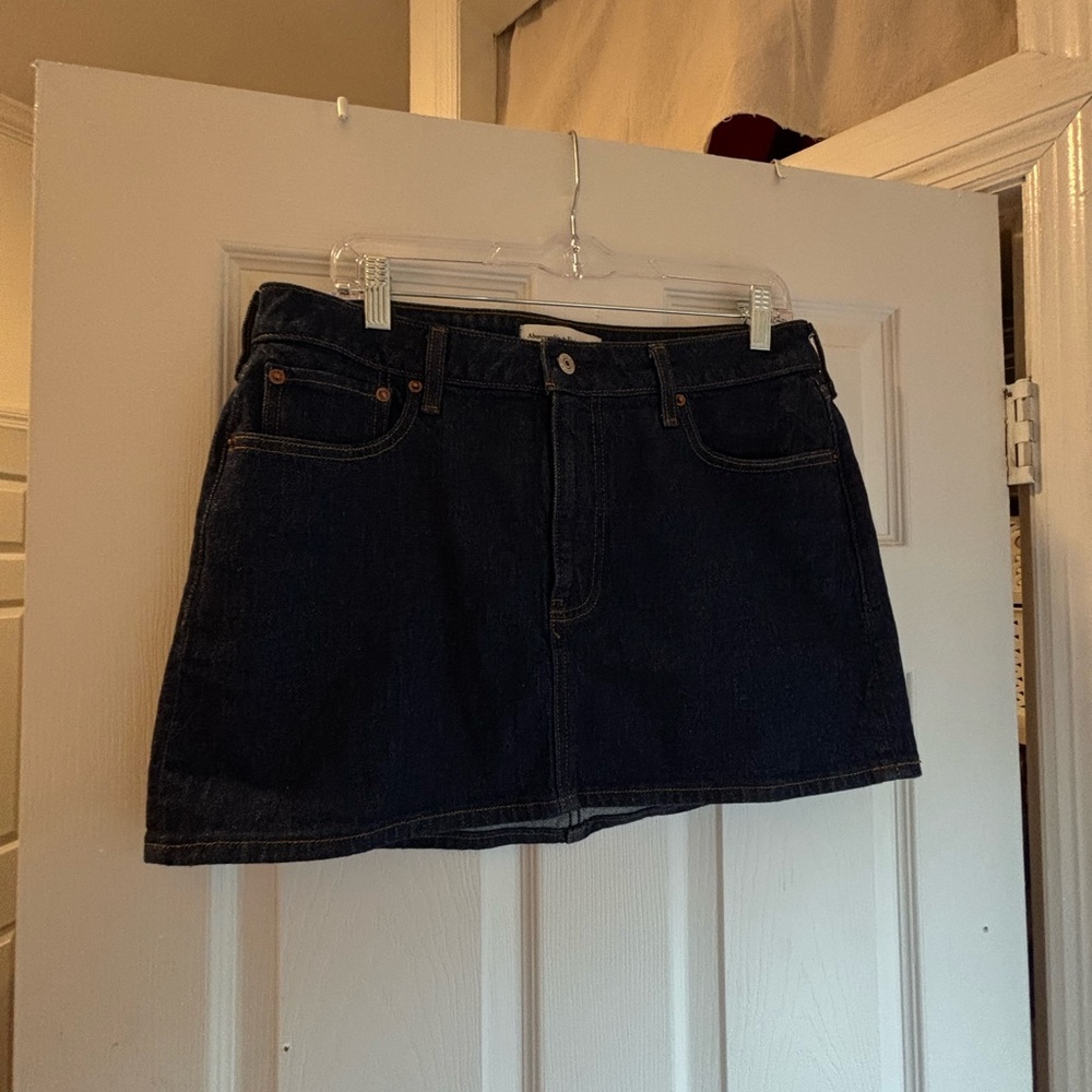 Abercrombie Curve Love dark denim mini skirt